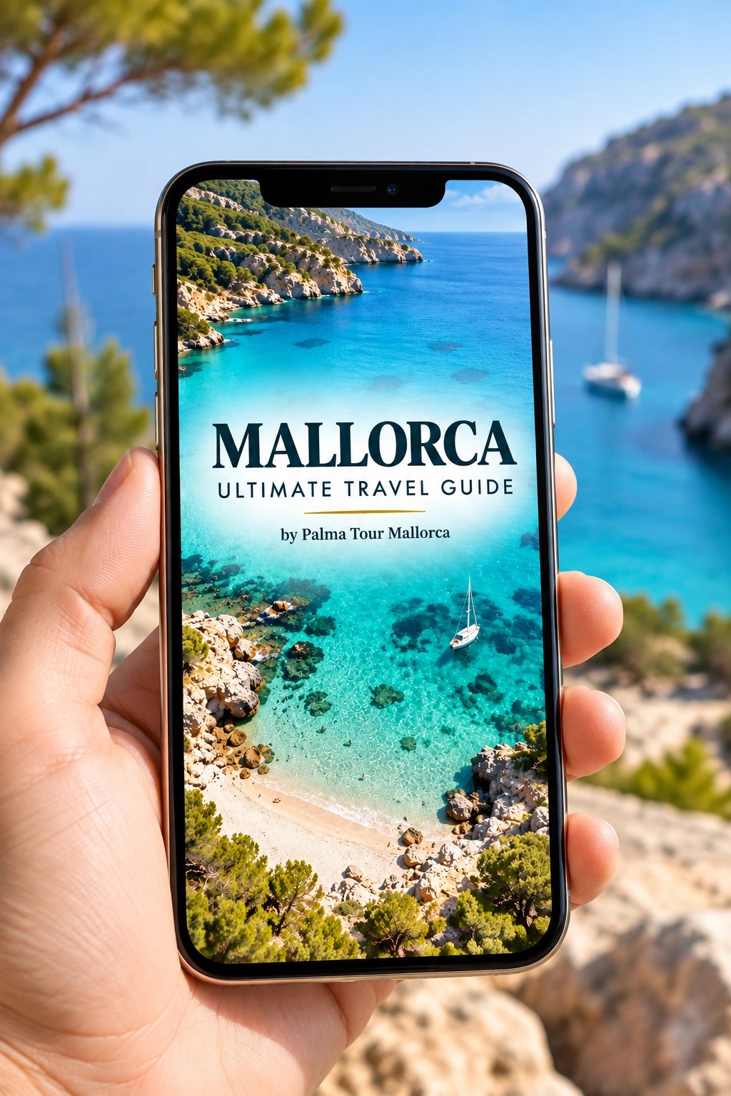Mallorca travel guide displayed on a mobile phone