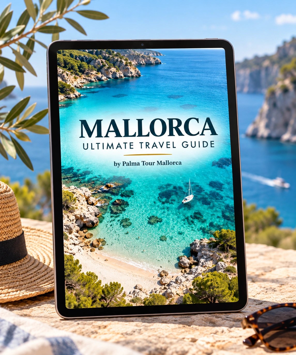 Mallorca travel guide displayed on a tablet